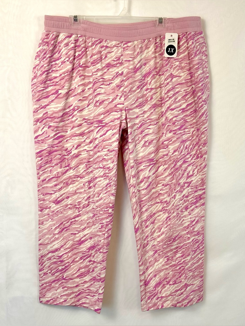New Isaac Mizrahi Live! Women’s pink French Terry Crop Pants / Size 1X